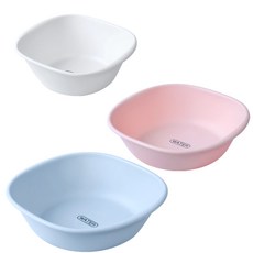 MONACO OLIVE La Pastel 方形臉盆 白色 小 + 粉紅色 中 + 天藍色 大 3件組, 白色(小), 粉紅色(中), 天藍色(大), 1套