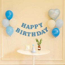 피앤비유니티 생일 가랜드 풍선 세트, 22 스카이블루화이트, 1세트 22 스카이블루화이트, 1세트