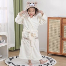 Starbean 兒童小熊連帽綁帶浴袍