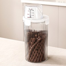 딩동펫 투명 계량컵 밀폐 사료통, 1개, 1.35L