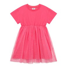 Little rabbit 女童短袖抓褶亮片連身裙