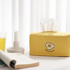 벨라이프 스마일에그 자수 사각 미니 티슈 각티슈 케이스 커버, 솔리드