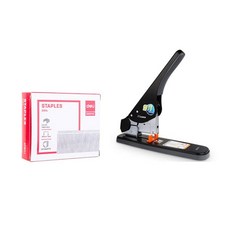 deLi 得力 重型省力釘書機 23 / 23 針 E0485 + 專用相容針 E0014 套組, 黑色(釘書機), 1套