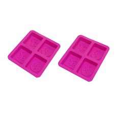 4格矽膠方形康乃馨造型模具, 單色, 2個