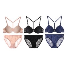 Secret Beads 前扣式蕾絲內衣內褲6件組 BY