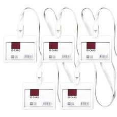 翻蓋橫式員工證件套 + 掛繩 + 紙張組合, 5套, 白色(證件套, 掛繩), 隨機出貨(紙張)