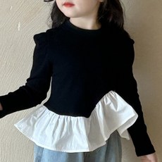 Yoo-vely 女童 Longdini 荷葉邊 褶飾 長袖T恤