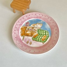 프렌치마르스 하우스고양이 아트그림 플레이트 미니접시 MMM3876, 핑크, 1개