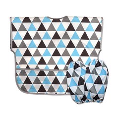 Derhappy 幼童用北歐三角防水短袖美術畫畫衣袖套組 04, 淺藍色