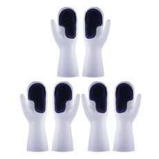 葉子小舖 柔韌魔術清潔手套 雙手刷, 3雙, 顏色隨機