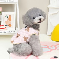PASTEL PET 寵物小熊絎縫超細纖維背心, 粉紅色