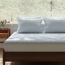 韓國 amante 無痕靜音100%莫代爾固定帶床墊, 藍色