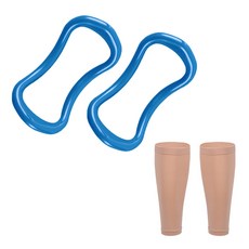 瑜珈環 2入+壓力襪, 藍色(瑜伽環)/皮膚(帶)