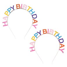 LivingDA 彩色Happy Birthday髮箍2件組, 玫瑰金, 銀色, 1套