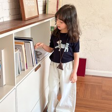 Starbean 女童小狗夏季短袖針織衫