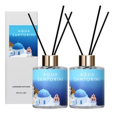 平面香水地標擴散器 250m x 2p + 纖維棒 10p 套裝, Aqua Santorini, 1組