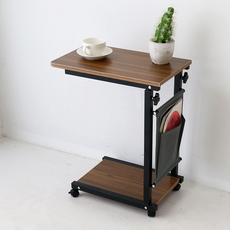 BtoWin 簡約輕量床邊桌 附布質口袋 小款, 復古橡木