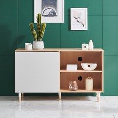 비앙스 켈른 1200 높은 거실장A 수납장 방문설치, 오크 + 그레이