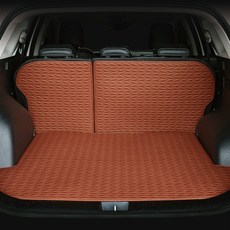 포시즌 가죽 퀼팅 트렁크 매트 2열등 + 3열등 + 트렁크 세트, 브라운, 디 올 뉴 싼타페 MX5 6인승 하이브리드 2023년08월~