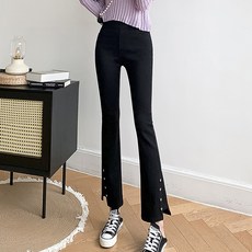 어썸풀 여성용 플랩 단추 부츠컷 팬츠