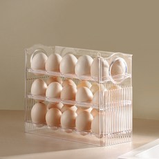 STOLIVING 自動折疊雞蛋收納盒 3層30格, 透明, 2個