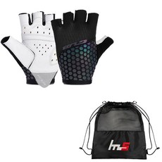 NAYA STYLE 自行車半指手套 2入 + 專用收納袋組 CYYP-52PU, 黑色(手套)