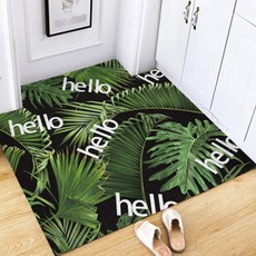 抗汙染好剪好用的復古花朵腳踏墊, 熱帶植物黑色