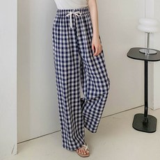 Borimam 大格紋孕婦鬆緊長褲 J905