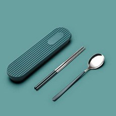 PUKO Bane 餐具餐具盒組, 森林綠, 筷子 + 湯匙 + 餐具盒