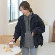 느슨한 옷깃 소매 긴팔 윈드 임산부 점퍼
