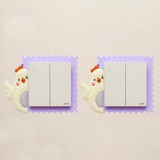 Allode 動物開關貼紙 2入, NO 08 紫色雞