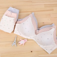 CL STORY 女孩童第3階段無鋼圈星星胸罩 3入+ 內褲 3入