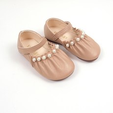 BEBEMARU 女童珍珠褶皺皮鞋 9728