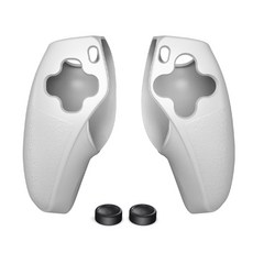 PS5 DualSense控制器手把矽膠保護套+握把套組 白色, 單品, 1組