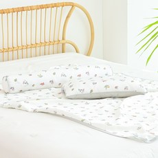 아띠블랑 인견 아기베개 커버 2p + 속통 + 블랭킷 + 바디필로우 세트, 캣츠