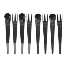 Bogen 甜點餐具組 深灰色+黑色 4組, 1套, 4p 茶匙 + 4p 茶叉