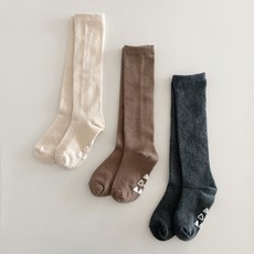 孩童素色防滑及膝襪 3雙組