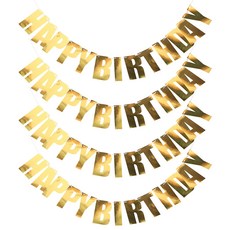 LivingDA 生日快樂掛旗, 金色, 4個
