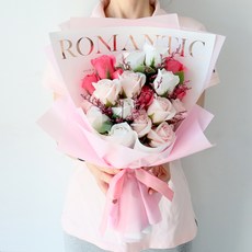 MORIANN 香皂花浪漫永生玫瑰20朵花束, 浪漫粉, 1個