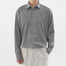 男士日常人造絲寬鬆大尺碼防皺襯衫 T2945