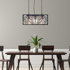 원하 인테리어 펜던트 3등 쉐이드 식탁등, 블랙