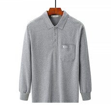 남성용 마켓A 면 포켓 긴팔 카라티