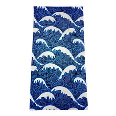 PARADAISO 海灘 游泳池 水上樂園 戲水 浴巾 140 x 70 cm, 藍色波浪, 1個