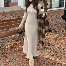 Goodif 女款Roabelle針織合身長版連身裙, 米色