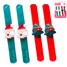 PARTYSHOW 貂毛聖誕手環 聖誕老人 2入 + 聖誕樹 2入 套組, 1套, 混色