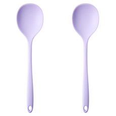 EASYSILLI 粉彩矽膠料理大湯匙 拌炒刮刀, 2個, 紫色