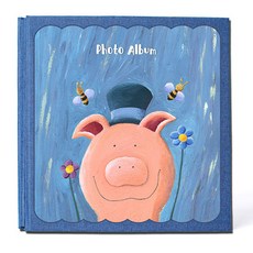大容量孩童成長相冊 280*270*30mm, 40張, 小豬(相簿)+白色(內頁)