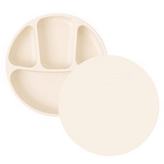 Agafura 嬰兒矽膠可愛盤 + 蓋子套裝, 乳霜, 盤子+蓋子