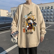 남성용 꼭두각시 프린트 로고 봄 니트 스웨터