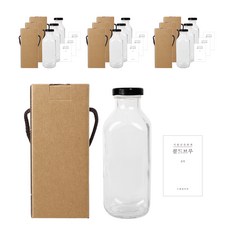 方形奶茶玻璃瓶 500ml+黑蓋+貼紙 N4S+包裝盒, 10組